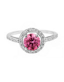 Flawless One Row Pink Halo Ring - Cubic Zirconia