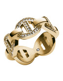 Michael Kors Gold Tone With Clear Pave Maritime Link Ring - Gold - 7