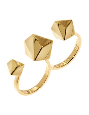 Trina Turk Faceted Studs Double Finger Ring - Gold
