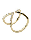 Michael Kors Gold Tone Clear Pave Delicate Open Arrow Ring - Gold - 7