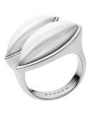 Skagen Denmark Ditte White Glass Stainless Steel Wrap Ring  Silver Tone  Ring - Silver - 6