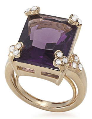 Carolee Simply Amethyst Emerald Cut Stone Ring Gold Tone Crystal  Ring - Purple