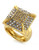 Vince Camuto Glam Punk Items Gold Plated Base Metal Glass Pave Square Ring - Gold