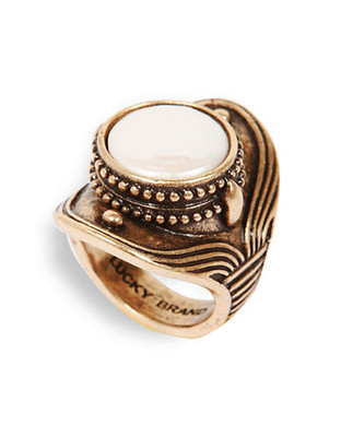 Lucky Brand Lucky Brand Ring Gold Tone Coin Pearl Saddle Ring - Gold