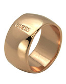 Guess Wide Band Logo Ring - Rose Gold