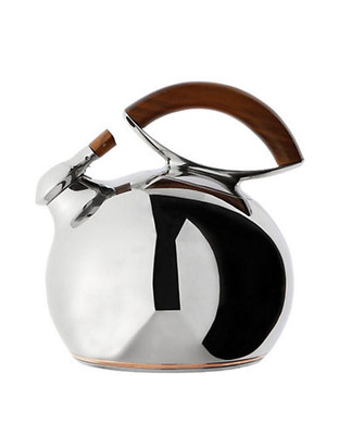 Nambe Bulbo Kettle - Stainless Steel/Wood