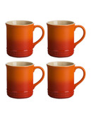 Le Creuset Set Of Four Mugs - Orange