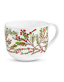Lord & Taylor Winter Charms Porcelain Holly Mug - White