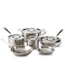 All-Clad D5 10 Piece Brushed Stainless Steel Cookware - Silver