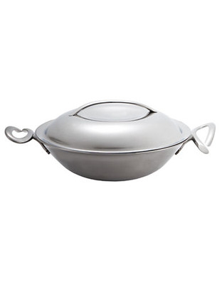 "Nambe CookServ 15"" Stir Fry Pan with Lid - Stainless Steel"