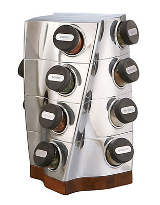 Nambe Twist Spice Rack  Includes Spices - Silver