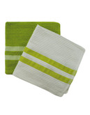 Jamie Oliver Set of 2 Terry Ribbed Dish Cloths - Green - 13 x 13 Inches