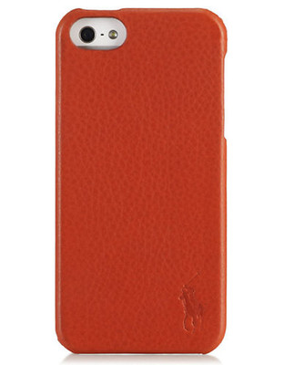 Polo Ralph Lauren Pebbled Leather Hard Phone Case - ORANGE