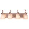 4-Light Square Back Plate Bathroom Fixture with Frosted Glass, Brushed Nickel Finish