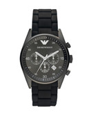 Emporio Armani Men's Medium Round Gunmetal Watch - Black