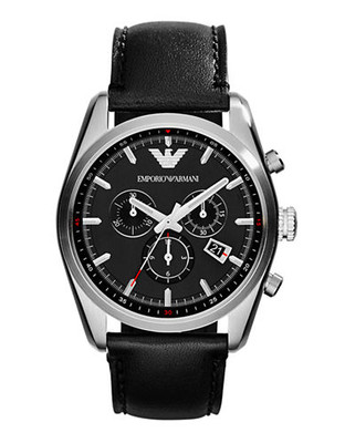 Emporio Armani Stainless Steel Chronograph Watch - Black