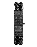 Michael Kors Mid Size Black Tone Stainless Steel Hayden Three Hand Glitz Watch - Black
