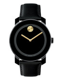 Movado Bold Men's Black and Gold Watch - Black/Gold