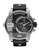Diesel Men's 51mm Multi-Movement Stainless Steel With Black Leather Strap Watch - Black