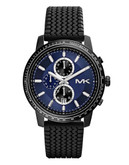 Michael Kors Mens Black Tone Stainless Steel and Black Silicone Strap Granger Chronograph  Watch - Black