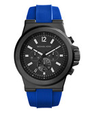 Michael Kors Black Tone Dyland Watch with Cobalt Silicone Strap - Black