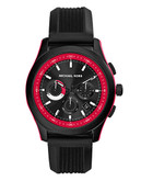 Michael Kors Mens Black Tone Stainless Steel and Black Silicone Outrigger Chronograph  Watch - Black