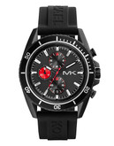 Michael Kors Mens Silver Tone Stainless Steel and Black Silicone Jet Master Chronograph  Watch - Black