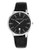 Vince Camuto Stainless Steel Watch with Black Leather Strap - Black