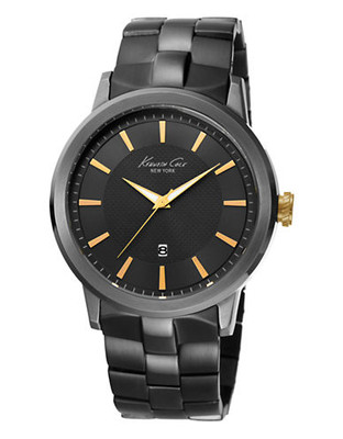 Kenneth Cole New York Mens Classic Watch with Goldtone Accents - Black