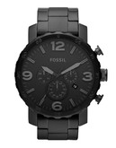 Fossil Nate Chronograph Stainless Steel Watch - Black - Black