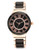 Anne Klein Round Rosegold Case Rosegold Black Brass Ceramic Band with a Black Dial with Crystals - Black