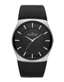 Skagen Denmark Klassik Men's Three-hand Leather Watch - Black - Black