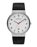 Skagen Denmark Klassik Men's Three-Hand Date Leather Watch - Black
