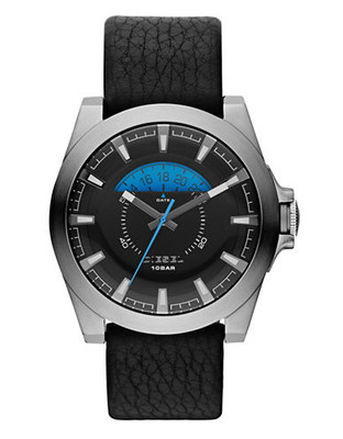 Diesel Mens DZ1659 Leather Watch - Black