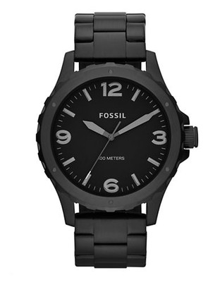 Fossil Nate Three Hand Stainless Steel Watch - Black