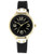 Anne Klein Gold Tone Round Watch with Silicone Strap - Black