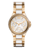 Michael Kors Gold Tone Mini Camille watch with White Acetate - GOLD