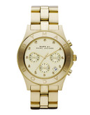 Marc By Marc Jacobs Blade Gold IP Crystal Chronograph Bracelet - Gold