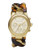 Michael Kors LADIES MID-SIZE TORTOISE ACETATE AND GOLD TONE STAINLESS STEEL RUNWAY TWIST CHRONOGRAPH WATCH - gold