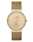 Skagen Denmark Klassic Gold Mesh watch with crystals under the dial - Gold