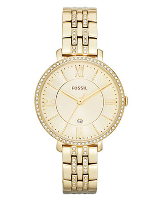 Fossil Jacqueline Three Hand Date Stainless Steel Watch Gold Tone - Gold