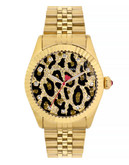 Betsey Johnson Womens Gold Leopard Pave Dial Watch Standard BJ0042802 - Gold