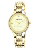Anne Klein Gold tone link band watch with diamond on the dial - Gold