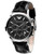 Emporio Armani Men's Black Dial with Black Leather Strap Chronograph Watch - Black