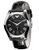 Emporio Armani Men's Leather Strap Round Black Dial Watch - Black