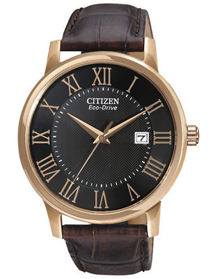 Citizen Men's Leather Strap Watch - Brown