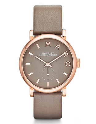 Marc By Marc Jacobs Ladies Baker Grey Leather Strap - Gold