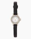 Kate Spade New York Pierre Pave Watch with Leather Strap - Black