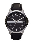 Armani Exchange Men's Whitman Leather Strap Black Watch - Black
