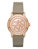 Dkny Womens Standard Leather Strap Watch - Rose Gold